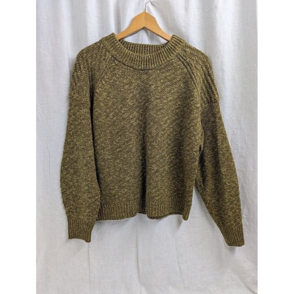 Universal Thread women's XL two tone green knitted sweater, crew neck winter F12